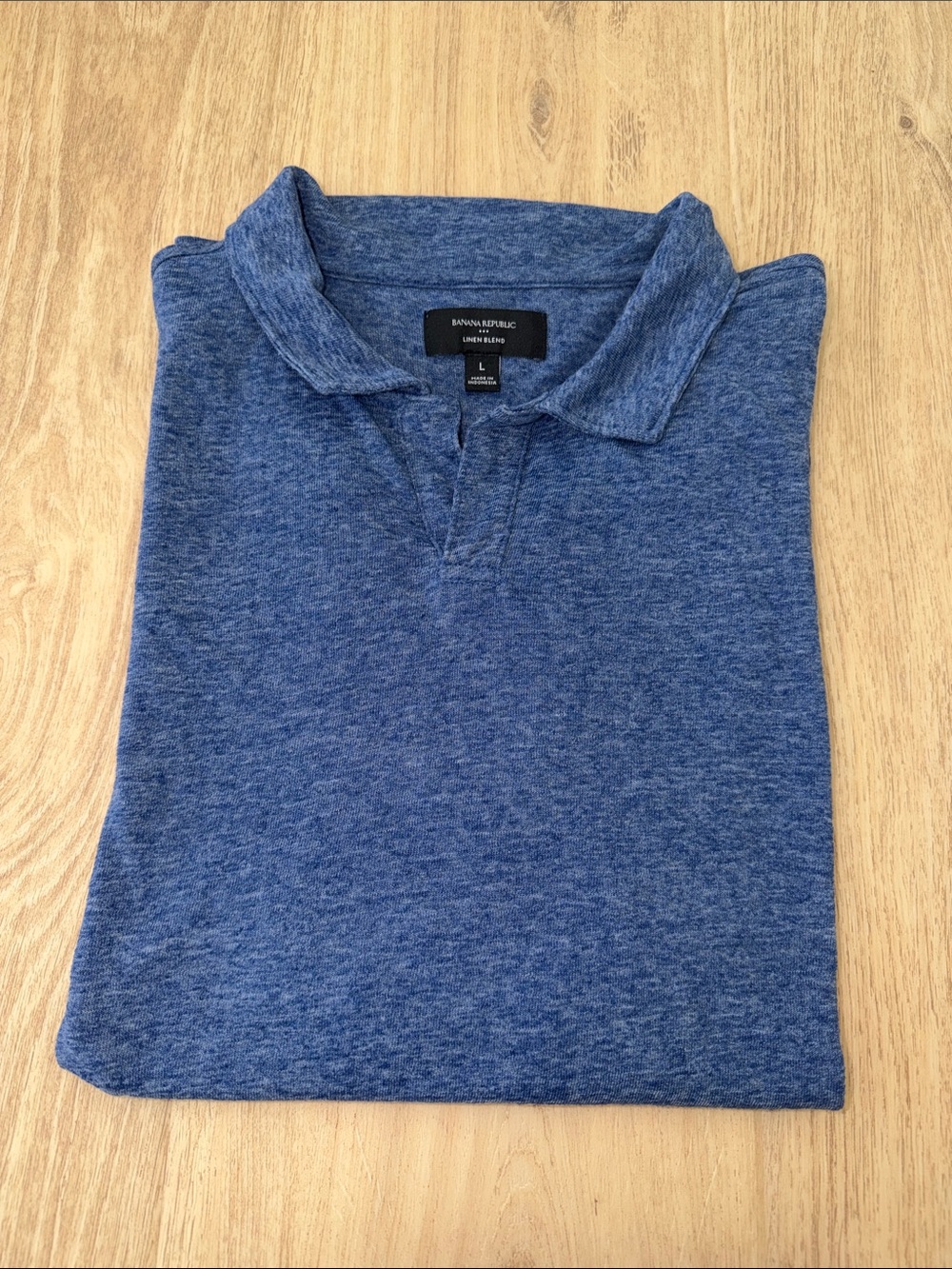 Banana Republic linen blend Men's Blue Heather Polo Shirt size large